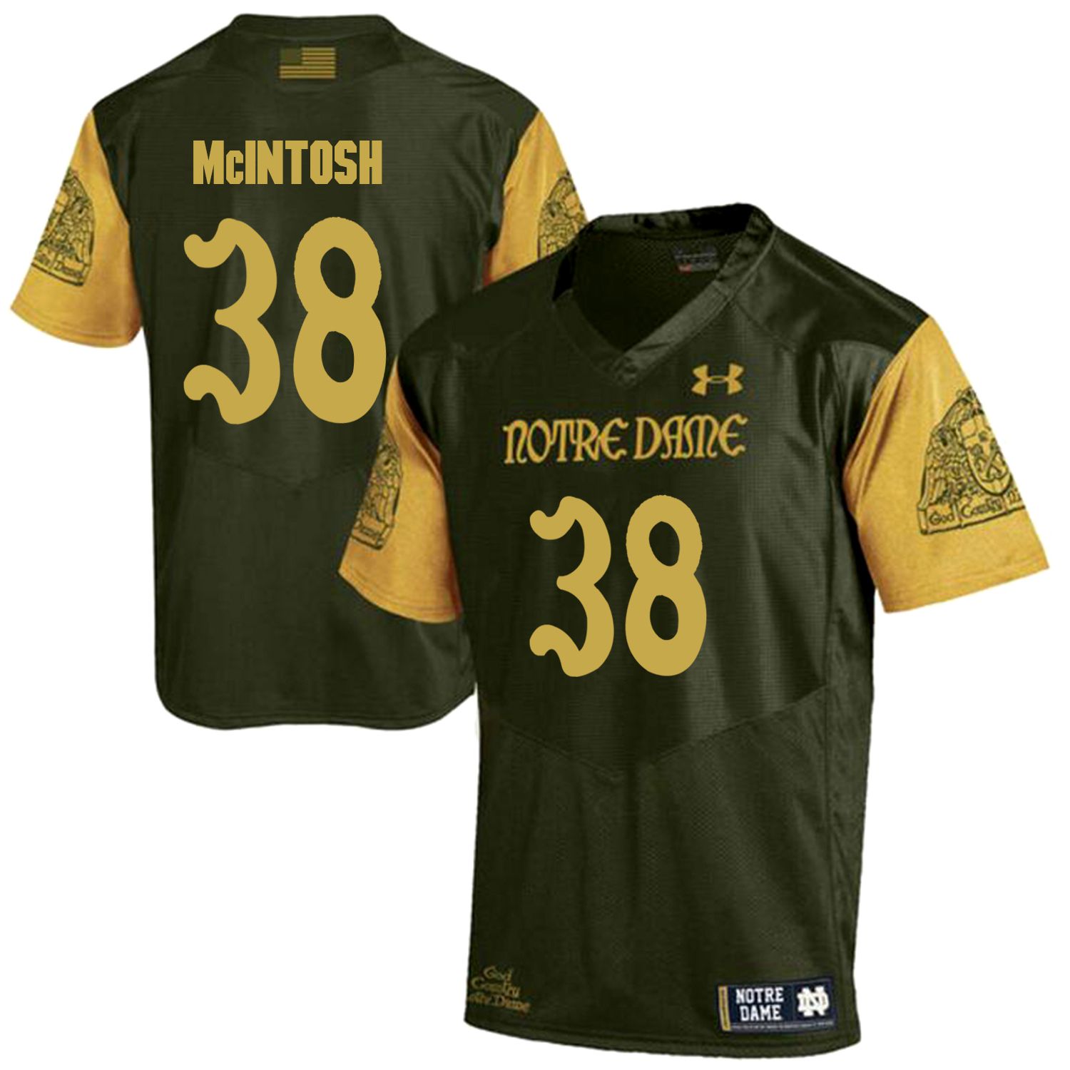 Men Norte Dame Fighting Irish #38 Mcintosh Green Customized NCAA Jerseys